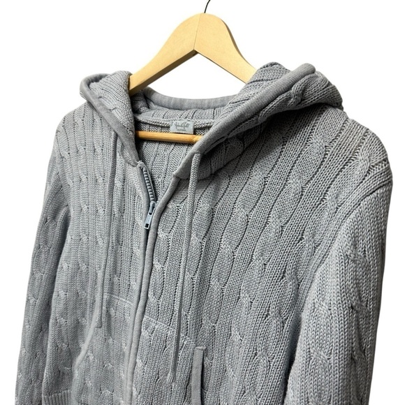 John Galt Light Blue Crystal Knit Zipper-Front Sweater Hoodie, One Size - Picture 9 of 10